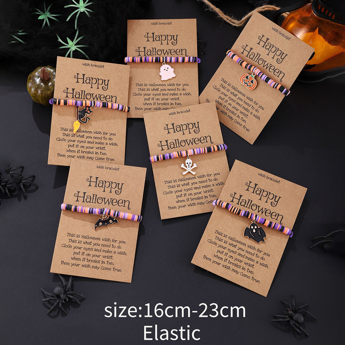 Wholesale  Ghost Pumpkin Skull Pendant Elastic Adjustable Bracelet